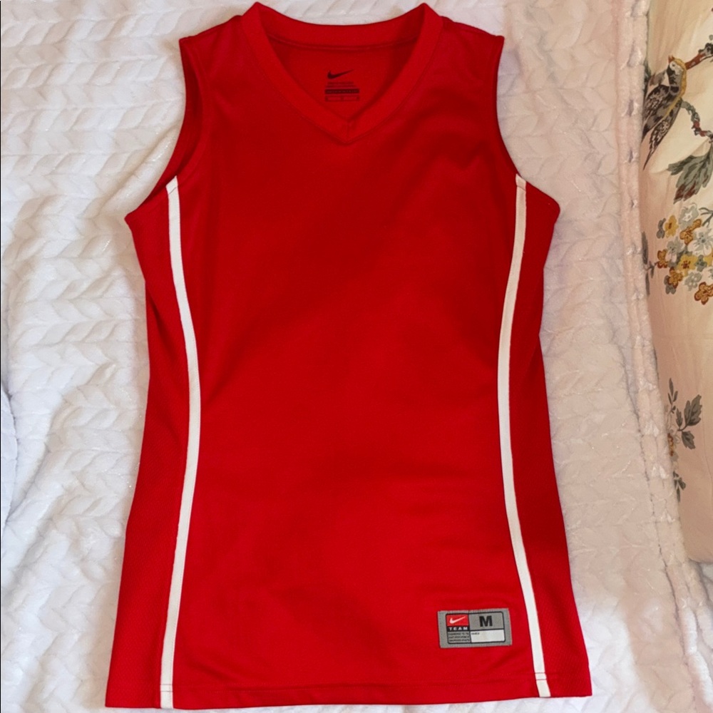 Nike Red and White Sleeveless Top